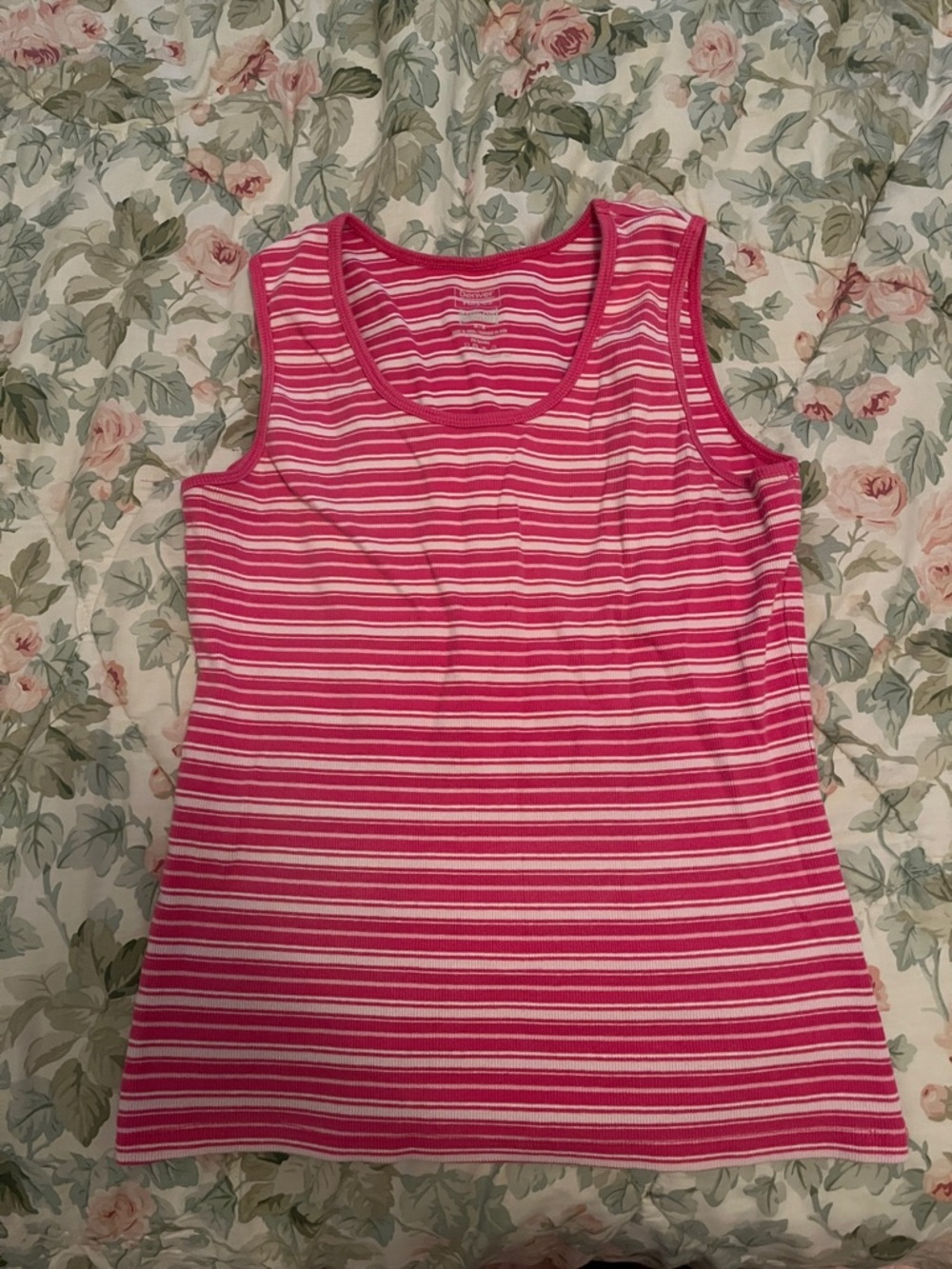 Denver Hayes Pink & White Striped Tank Top